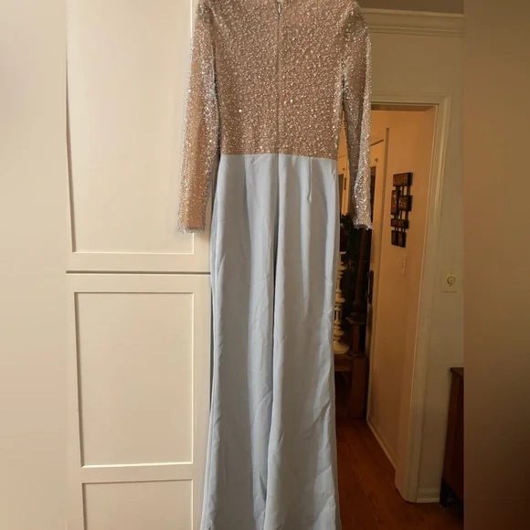 NADINE MERABI Sky Blue Embellished Jumpsuit - Picture 9 of 9